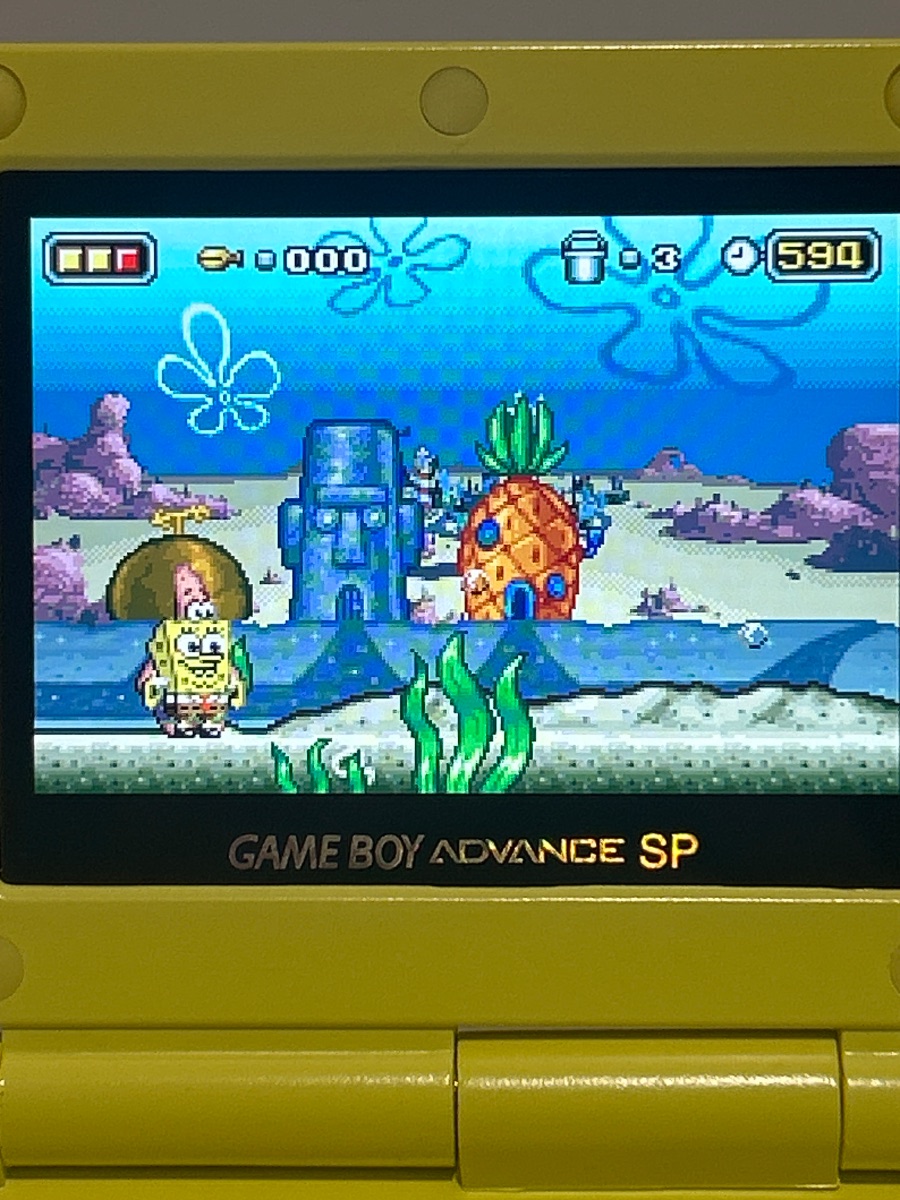 Game Boy Advance SP Spongebob Squarepants IPS v4 Mod Reshell photo 9